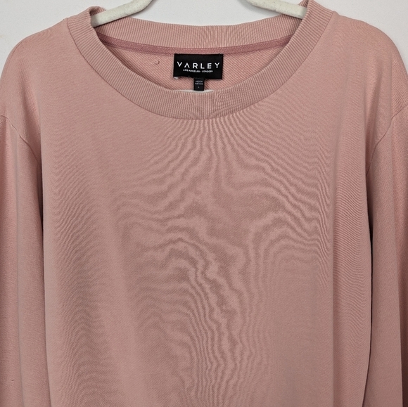 VARLEY L Light Pink Weymouth Tie Open Back Crewneck Pullover Sweater Terry Knit - Picture 8 of 16